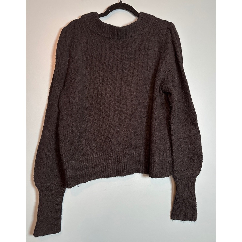 177. Maeve by Anthropologie Puff-Sleeved Black Sweater Cotton Long Sleeve XL - Picture 3 of 8